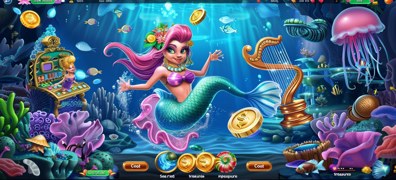 Caça-níqueis de sereia online com tesouros do mar no t8bet cassino